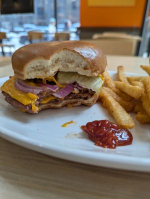 Double cheeseburger (without lettuce and sauces) at Native Foods - The Loop in Chicago