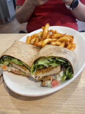 Crispy chicken wrap. Yummy  at Native Foods - The Loop in Chicago
