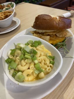 Mac n cheese (omg) with grilled chicken sandwich   at Native Foods - The Loop in Chicago