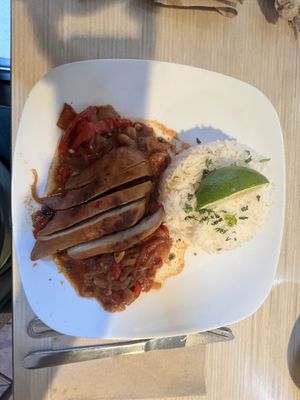 The rice of the plant based chicken   at Native Foods - The Loop in Chicago