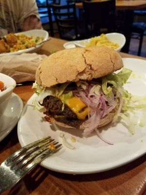 Double cheese burger at Native Foods - The Loop in Chicago