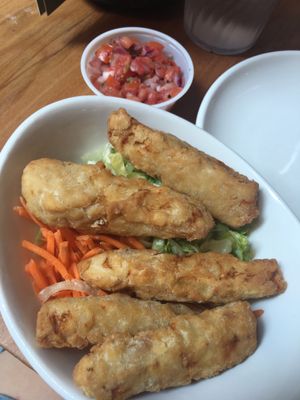 Chicken tenders - i didnt have any sauce on mine for some reason but YUM at Native Foods - The Loop in Chicago