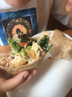 The twister wrap (half eaten and showing the goodness inside)  at Native Foods - The Loop in Chicago