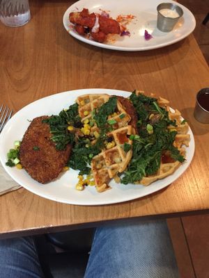 Chicken and waffles at Native Foods - The Loop in Chicago