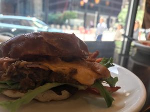 BBQ Jackfruit with sweet potato fries  at Native Foods - The Loop in Chicago