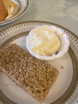 Vegan & gluten free clotted cream and maple oat bar  at Shelly's Tea Rooms in Plymouth