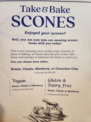 Vegan take and bake scones available  at Shelly's Tea Rooms in Plymouth
