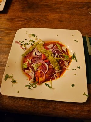 Vegan entomatadas at Burrito Azteca in Kampen