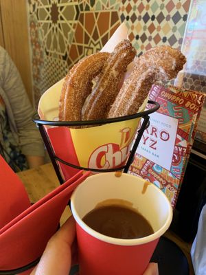 Regular portion with biscoff dipping sauce   at Churro Boyz in Letchworth