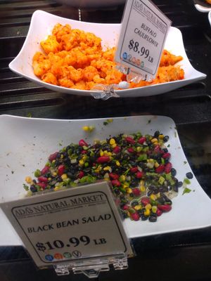 Deli case has vegan options. Here's some offerings on 11/5/22 at Ada's Natural Market & Cafe in Fort Myers