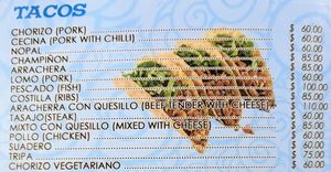 Menu 3 of 4, May 2023 at Taqueria El Mazunte in Mazunte