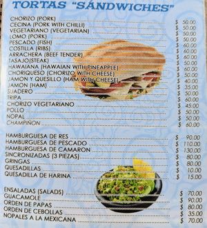 Menu 4 of 4, May 2023 at Taqueria El Mazunte in Mazunte