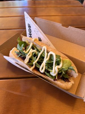 Vegan hotdog  at Little Hof - Food Stand in South Melbourne