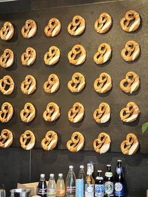 Wall of pretzels (these are display)   at Little Hof - Food Stand in South Melbourne