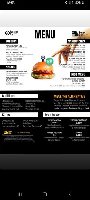 Menu at 3B - Burger Beer Bitter in Milan