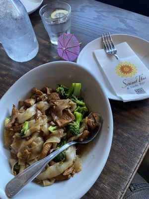 Fried rice noodle with mock chickenn  at Sirinat Thai in San Pedro