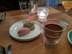 Tiramisu and mini cake dessert at Osteria Du in Toronto