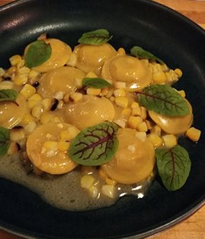 Corn ravioli. Best pasta dish. at Osteria Du in Toronto
