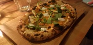 Mango pizza- sweet & spicy at Osteria Du in Toronto