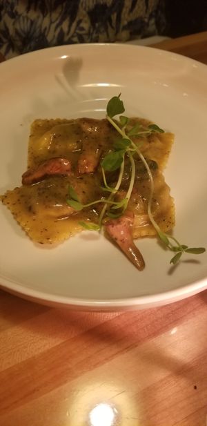 Mushroom ravioli at Osteria Du in Toronto