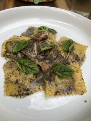 Mushroom ravioli   at Osteria Du in Toronto