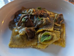 Fantastic mushroom ravioli! at Osteria Du in Toronto