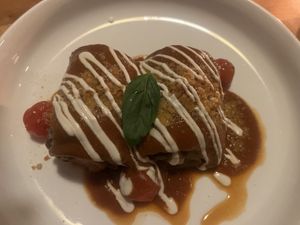 Eggplant parmigiano- stunning!   at Osteria Du in Toronto