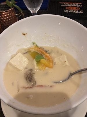 Vegetable soup w tofu in coconut milk base at Buddha's Belly in Jacksonville Beach