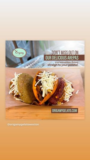 Arepas   at Origamy Gelato in Sunrise