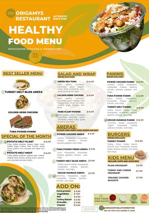 Menú   at Origamy Gelato in Sunrise