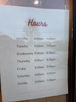 Hours as of April 2022  at Defiant Cookie Dough in Chesterfield