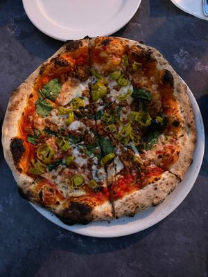 Vegan sausage pizza at Pizzeria Sul Lago in Lake Oswego