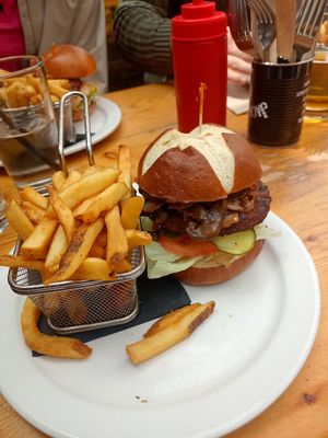 Vegan black bean burger at Amsterdam Cafe Pub in Whistler
