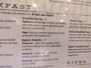 Vegan breakfast option at Bighorn Tavern in Reno