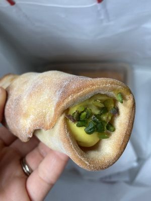 “Canoli” (forget what was in it besides pistachio)  at Artisti del Vegetariano in Milan