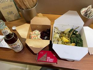 My late lunch. Total cost: 26.49 euros. at Artisti del Vegetariano in Milan