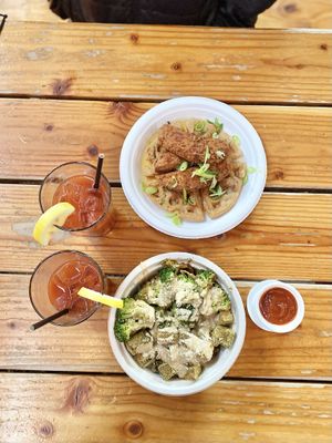 Eastern Bowl, Chick’n & Waffle + Blood Mary’s 😊  at Sweet Hereafter in Portland