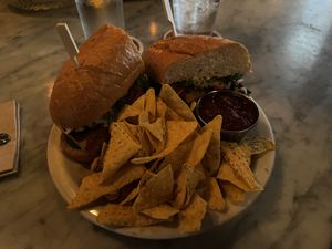 Tofu Bánh mì with chips and salsa  at Sweet Hereafter in Portland