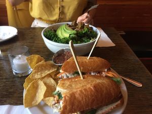 Jerk Jamaican Bowl and Bahn Ni Sandwich  at Sweet Hereafter in Portland