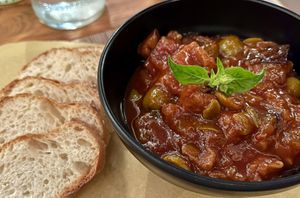 caponata as a starter - sweet and cold   at aTipico in Palermo