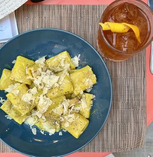 veg-carbonara and an old fashioned   at aTipico in Palermo