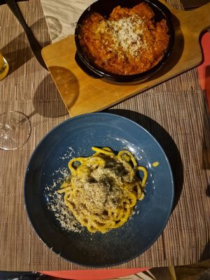 Generously portioned and piping hot lasagne, and the delicious creamy carbonara style dish at aTipico in Palermo