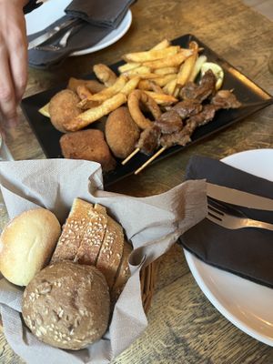 Soy Skewer, rice balls and fries 🍟   at aTipico in Palermo