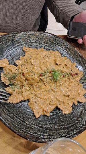 Farfalle al salmone at aTipico in Palermo
