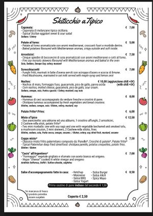 Menu  at aTipico in Palermo