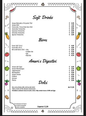 Menu  at aTipico in Palermo