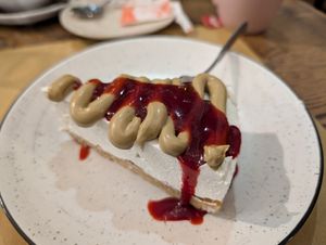 Cheesecake omg with pistacchio cream and raspberry at aTipico in Palermo
