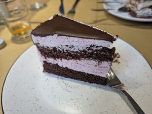 Two hearts cake - black cherry, chocolate, and peanut at aTipico in Palermo