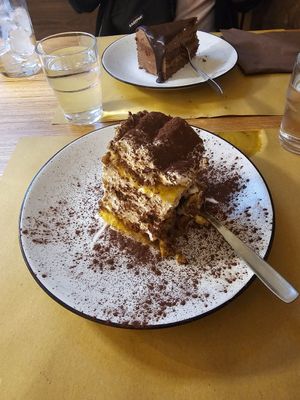 Tiramisu and chocolate cake at aTipico in Palermo