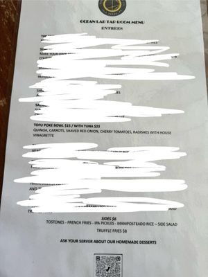 Entrees menu  at Ocean Lab Taproom in Carolina